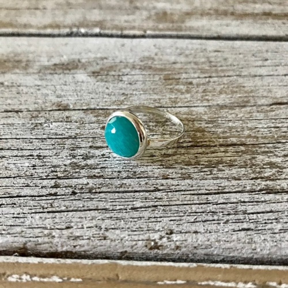 Boho Freeform Faceted Amazonite Stackable Ring - image 1